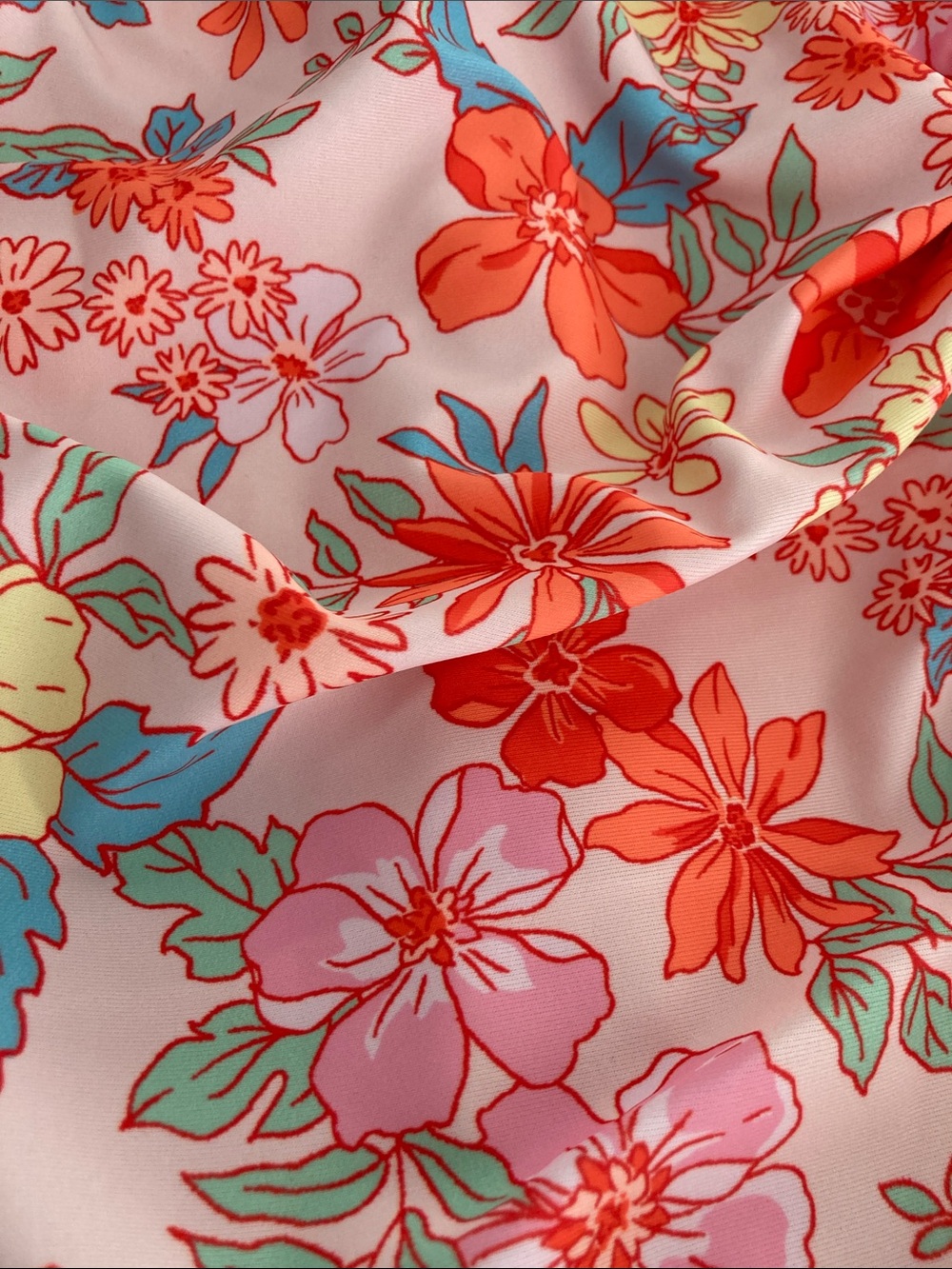 Cupsh: Pink Floral V-Neck One-Piece Swimsuit - Picture 10 of 13